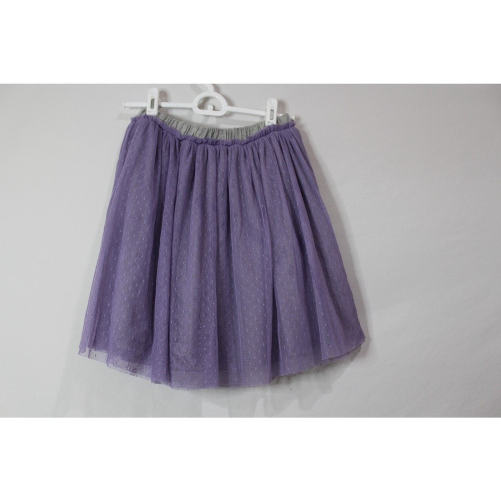Tea Collection Girls Purple Tulle‎ Dot Skirt Size 12 Heather Gray Lining Elastic